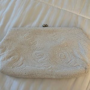 White beaded envelope purse wedding vintage